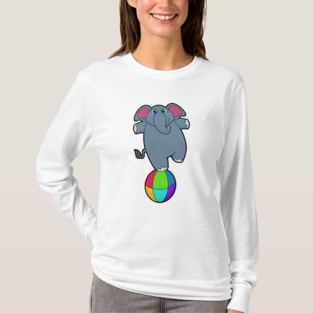Elephant at Circus with Circus ball T-Shirt (Front)