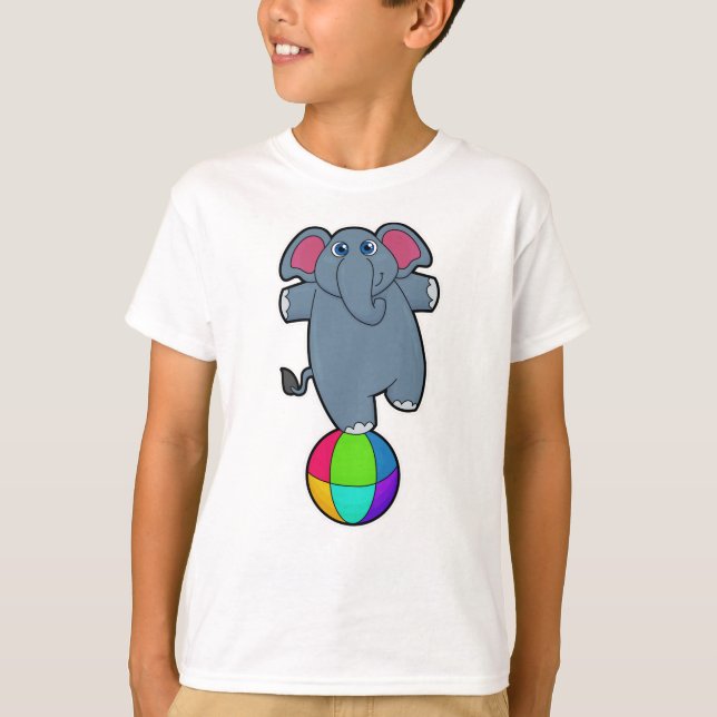 Elephant at Circus with Circus ball T-Shirt (Front)