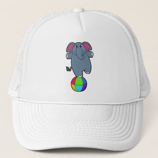 Elephant at Circus with Circus ball Trucker Hat (Front)