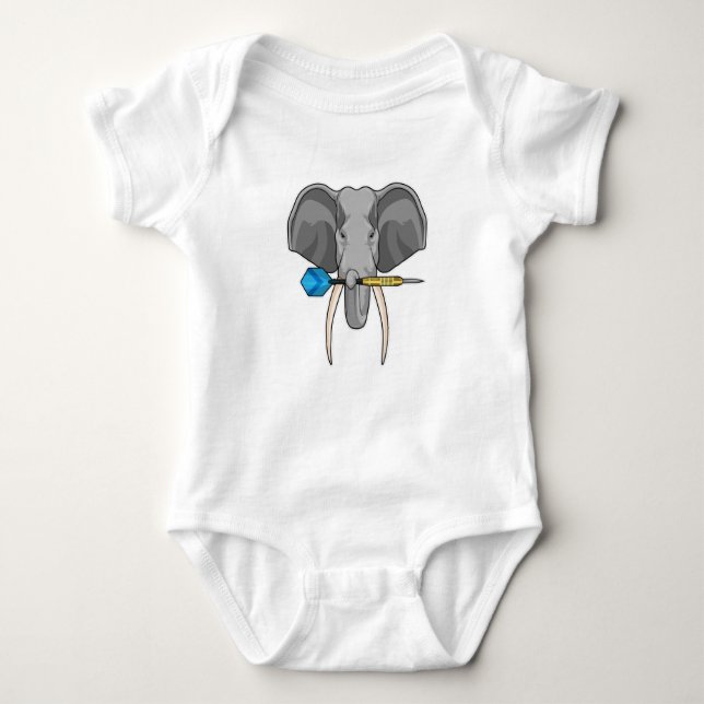 Elephant at Darts with Dart Baby Bodysuit (Front)