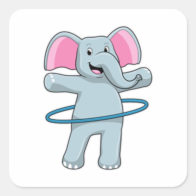 Elephant at Fitness with Fitness tires Square Sticker (Front)