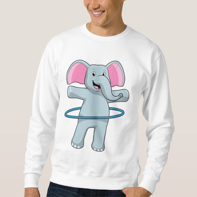 Elephant at Fitness with Fitness tires Sweatshirt (Front)