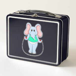 Elephant at Fitness with Skipping rope.PNG Metal Lunch Box
