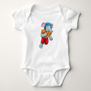 Elephant at Football Sports Baby Bodysuit