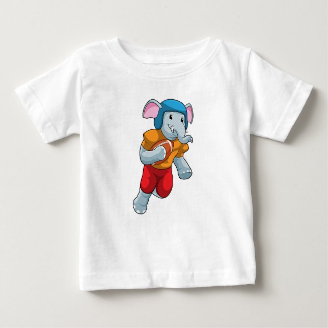 Elephant at Football Sports Baby T-Shirt (Front)