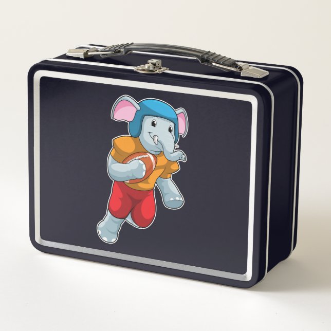 Elephant at Football Sports Metal Lunch Box (Front)