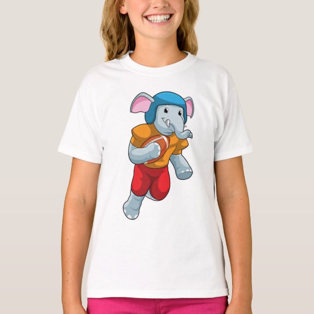 Elephant at Football Sports T-Shirt (Front)
