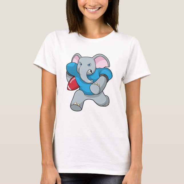 Elephant at Football with Equipment T-Shirt (Front)
