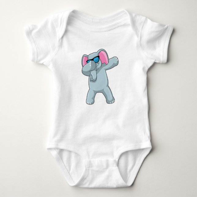 Elephant at Hip Hop Dance Dab Baby Bodysuit (Front)