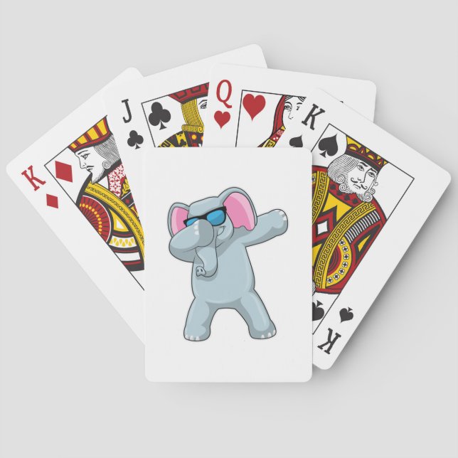 Elephant at Hip Hop Dance Dab Playing Cards (Back)