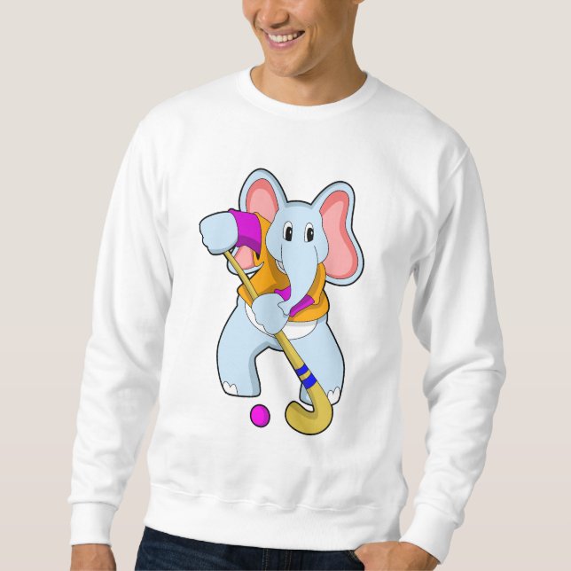 Elephant at Hockey with Hockey bat Sweatshirt (Front)