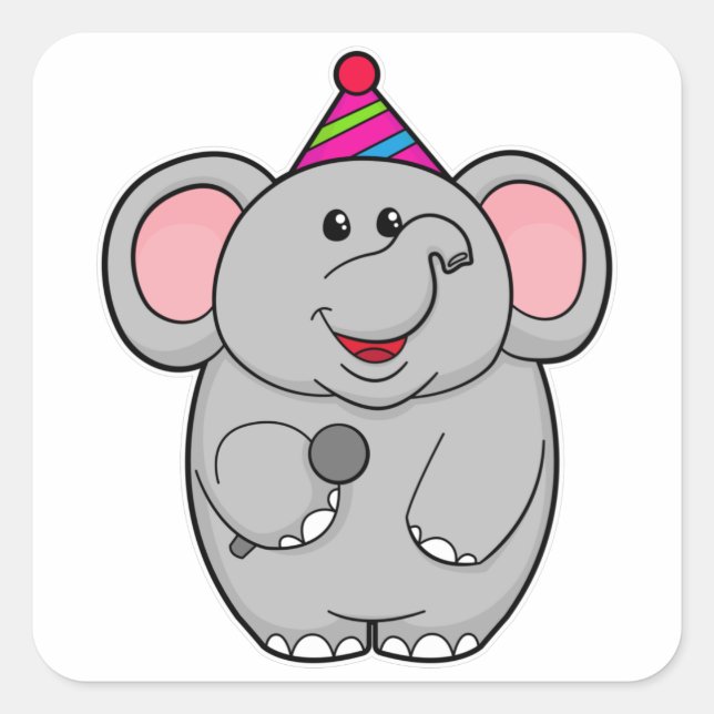 Elephant at Party with Microphone Square Sticker (Front)