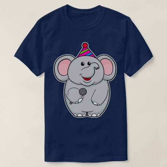 Elephant at Party with Microphone T-Shirt (Design Front)
