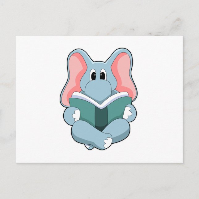 Elephant at Reading with Book Postcard (Front)