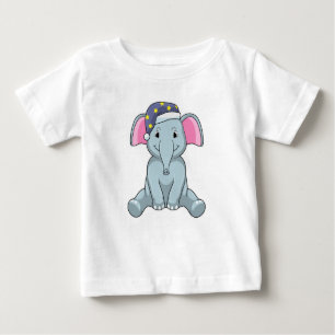 Elephant at Sleeping with Night cap Baby T-Shirt