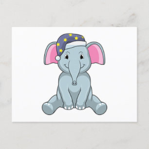 Elephant at Sleeping with Night cap Postcard
