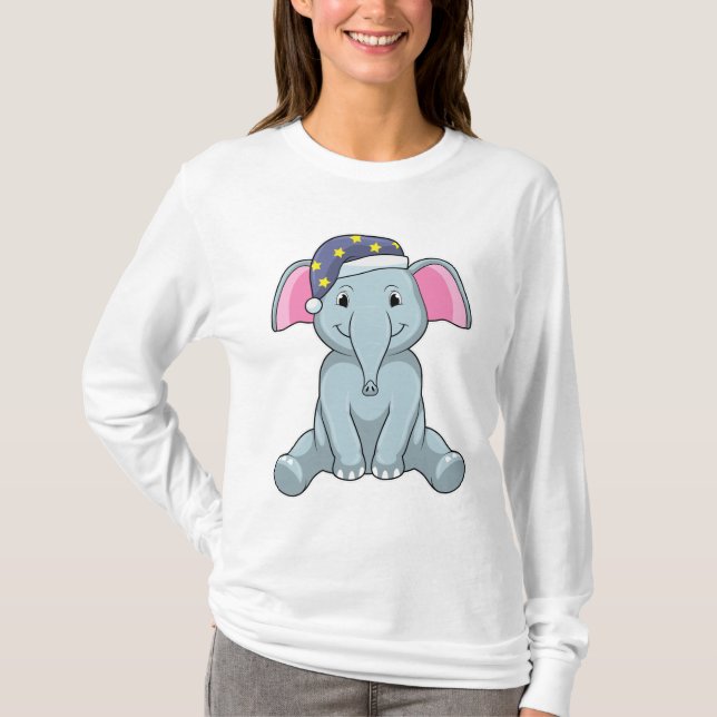 Elephant at Sleeping with Night cap T-Shirt (Front)