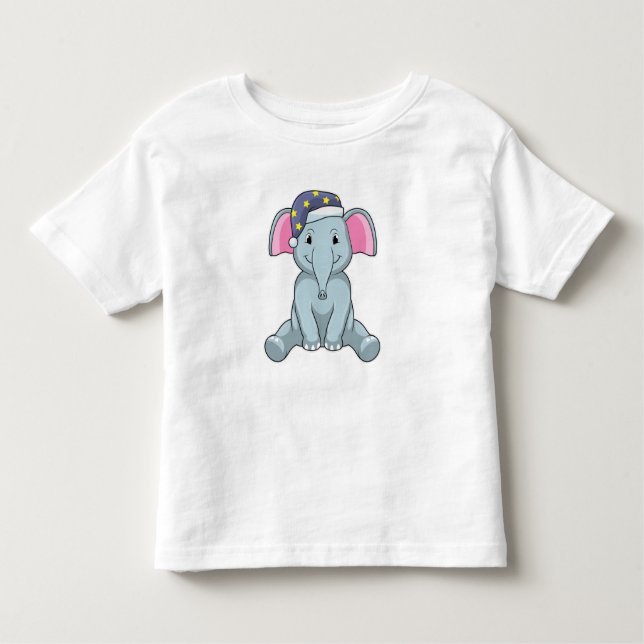 Elephant at Sleeping with Night cap Toddler T-Shirt (Front)