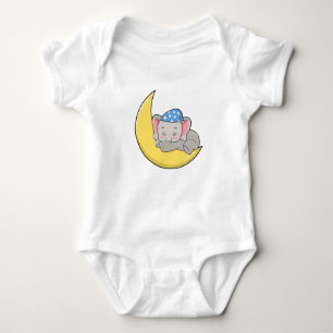 Elephant at Sleeping with Sleeping mask Baby Bodysuit
