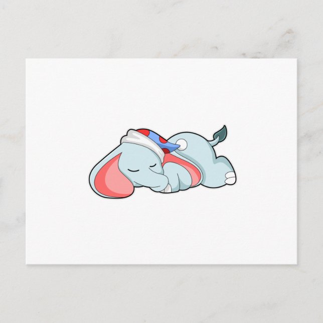 Elephant at Sleeping with Sleepyhead Postcard (Front)