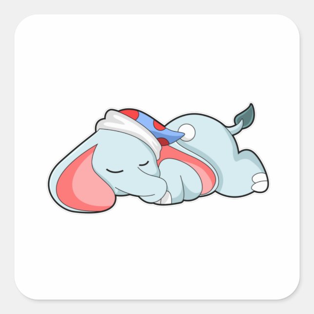 Elephant at Sleeping with Sleepyhead Square Sticker (Front)