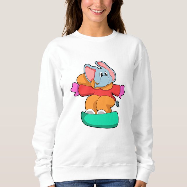 Elephant at Snowboarding with Snowboard Sweatshirt (Front)