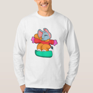 Elephant at Snowboarding with Snowboard T-Shirt