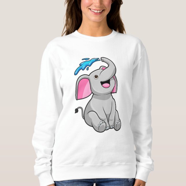 Elephant at Splash with Water Sweatshirt (Front)