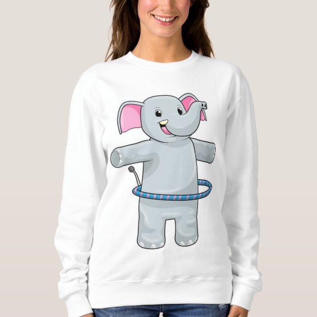 Elephant at Sports with Fitness tires Sweatshirt (Front)