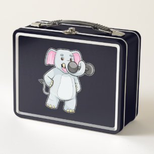 Elephant at Strenght training with Dumbbell Metal Lunch Box