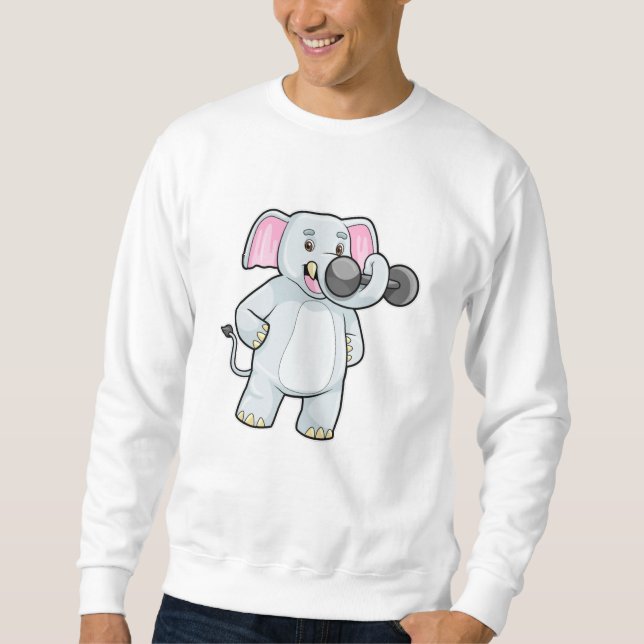 Elephant at Strenght training with Dumbbell Sweatshirt (Front)