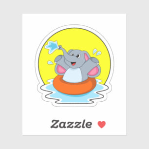 Elephant at Swimming with Lifebuoy