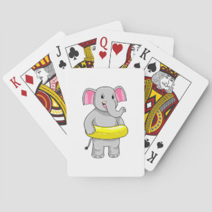 Elephant at Swimming with Lifebuoy Playing Cards