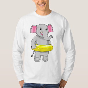 Elephant at Swimming with Lifebuoy T-Shirt