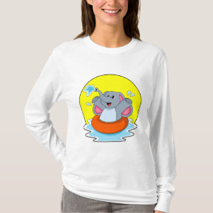 Elephant at Swimming with Lifebuoy T-Shirt