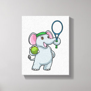 Elephant at Tennis with Tennis racket Canvas Print