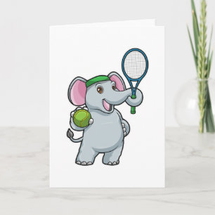 Elephant at Tennis with Tennis racket Card