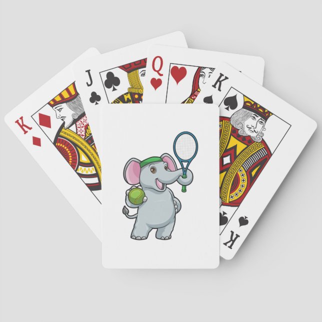 Elephant at Tennis with Tennis racket Playing Cards (Back)