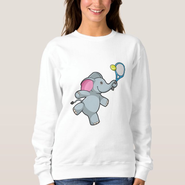 Elephant at Tennis with Tennis racket Sweatshirt (Front)