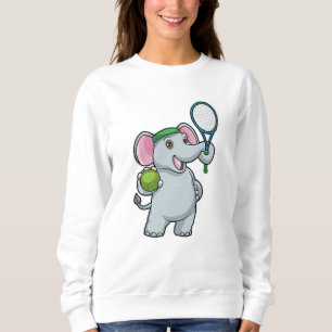 Elephant at Tennis with Tennis racket Sweatshirt