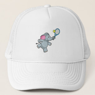 Elephant at Tennis with Tennis racket Trucker Hat