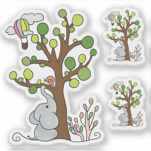 Elephant at tree sticker (Front)