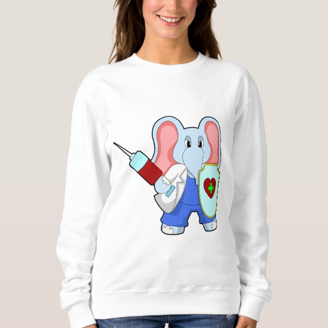 Elephant at Vaccination with Syringe Sweatshirt (Front)