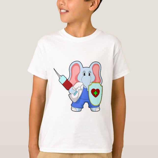 Elephant at Vaccination with Syringe T-Shirt (Front)