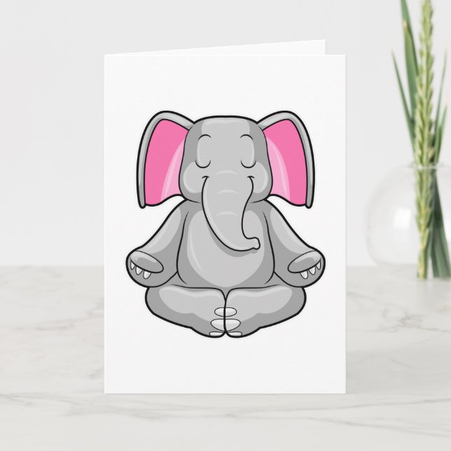 Elephant at Yoga in Cross-legged Card (Front)