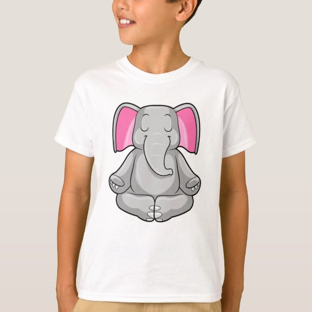 Elephant at Yoga in Cross-legged T-Shirt (Front)