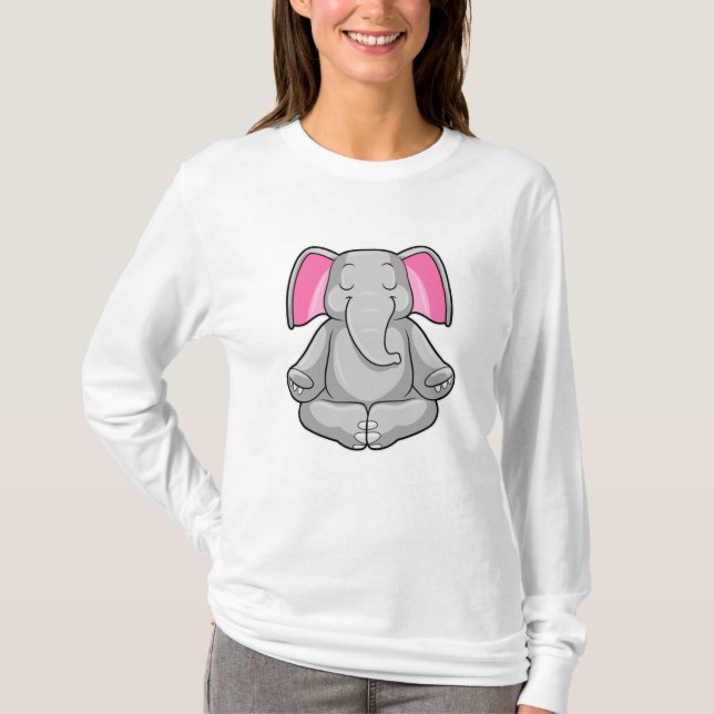 Elephant at Yoga in Cross-legged T-Shirt (Front)