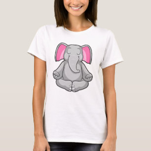 Elephant at Yoga in Cross-legged T-Shirt