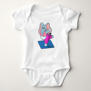 Elephant at Yoga Stretching exercises in Standing Baby Bodysuit
