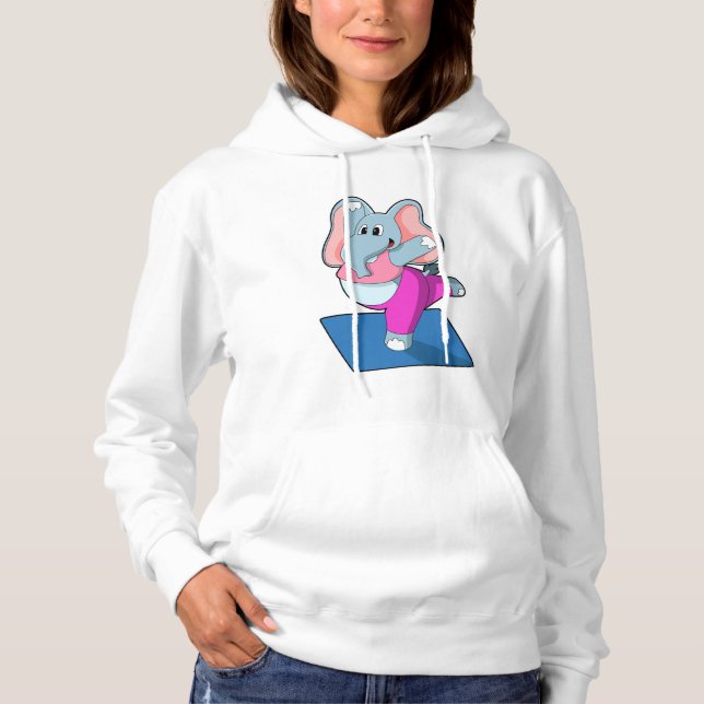 Elephant at Yoga Stretching exercises in Standing Hoodie (Front)